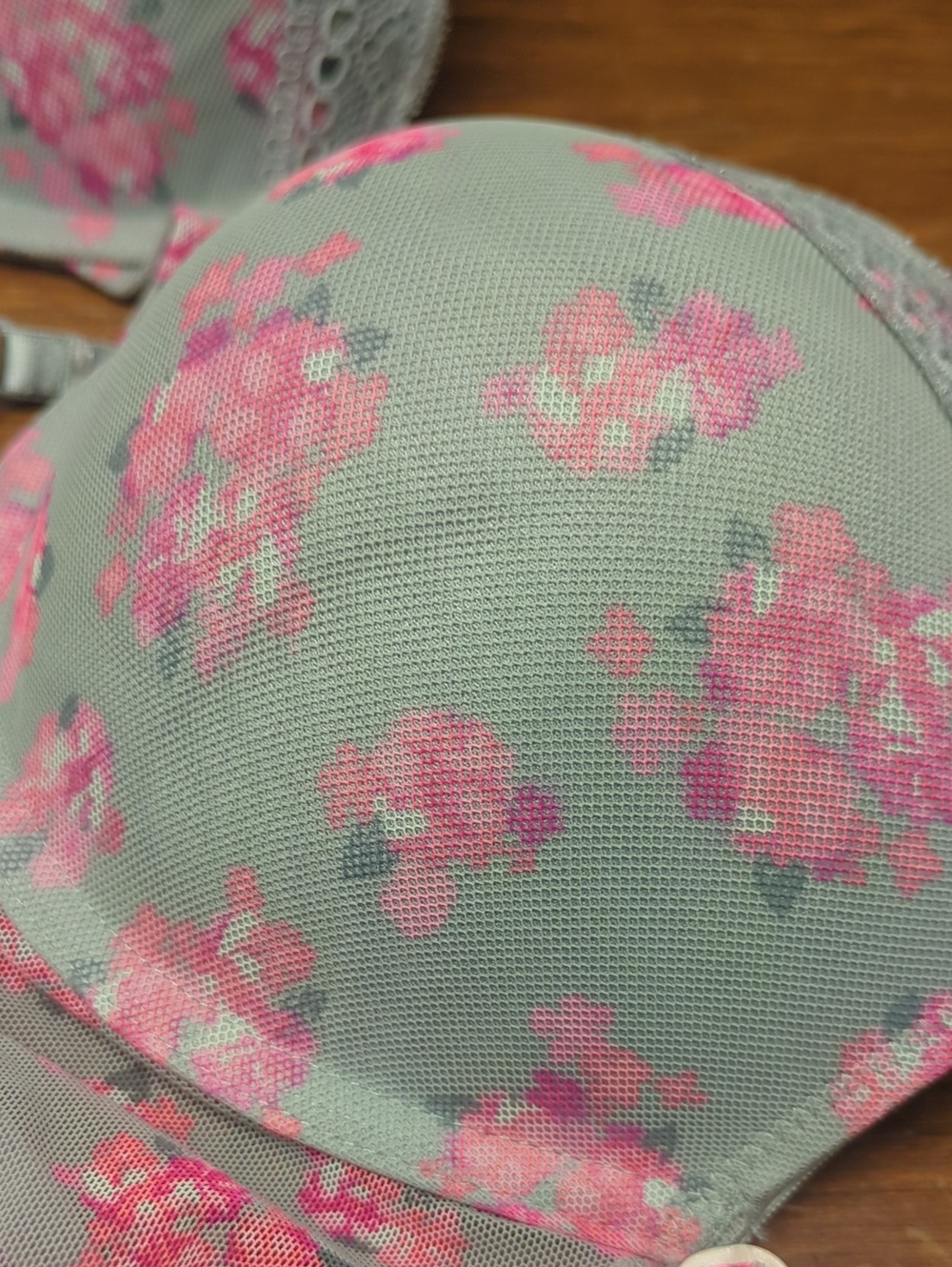 36C Candies Floral Push Up Bra Pink Gray Nwt - Picture 5 of 5